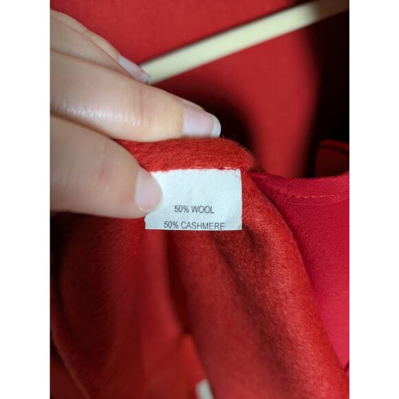 SHAMASK Red Open Front Wool Cashmere Coat Shawl Collar Women's 3 / 16-20 - Picture 5 of 6
